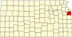 State map highlighting Johnson County
