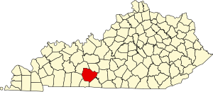 Map of Kentucky highlighting Warren County