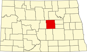Map of North Dakota highlighting Wells County