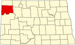 Map of North Dakota highlighting Williams County
