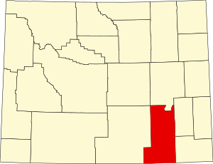 Map of Wyoming highlighting Albany County