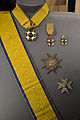 Various grades of the order, on display in the Royal Palace of Stockholm.