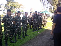 TSg Virgilio S Ferrer II (Res) PA; 20IB(RR) Sergeant Major, briefs the personnel assigned for deployment during Security Operations at Holy Cross Memorial Park, Quezon City (Undas 2009).