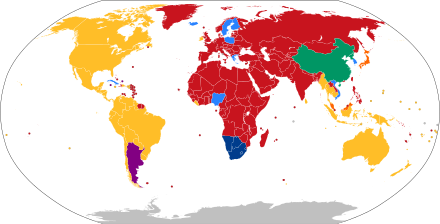 Colour-coded political world map (refer to caption)
