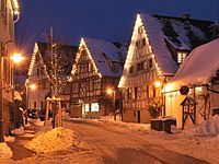 Lighted trees and houses in Schöckingen