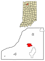 Location of Knox in Starke County, Indiana.