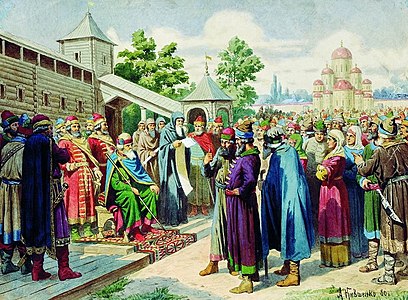 Reading of the Rus' Justice for the people in the presence of Grand Prince Yaroslav