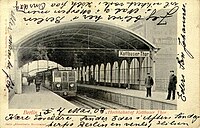 Ansichtskarte des Berliner U-Bahnhofs Kottbusser Tor, Teil der Serie „Elektrische Hochbahn“, 1902–1903