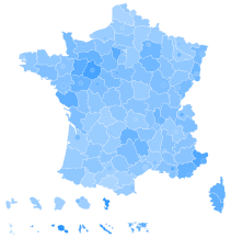 Support for Fillon by department and major city