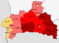 Belarusians in the region   >95%   90—95%   85—90%   <85%