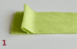 Production steps of a blind stitch: 1. Fold (inside) 2. iron flat, 3. sew, 4. flatten, 5. turn around (outside)