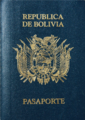 Older blue-coloured Bolivian passport type showing only the old official name Republic of Bolivia on the title.
