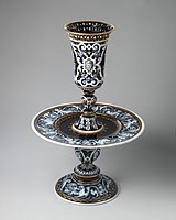 Porcelain centrepiece in the style of Renaissance Limoges enamel, 1866