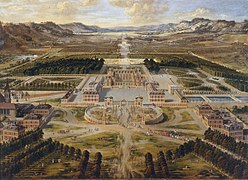 The Palace of Versailles with the Cour d'Honneur and Place d'Armes in the foreground in 1668