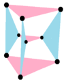 3{4}2, or with 9 vertices, 6 3-edges in 2 sets of colors