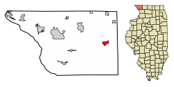 Location of Stockton in Daviess County, Illinois.