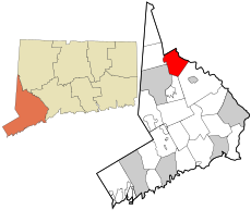Brookfield's location within Fairfield County and Connecticut