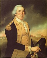 Painting of George Washington showing three star insignia. He was posthumously promoted to the rank of General of the Armies of the United States in 1976.