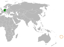 Map indicating locations of Germany and Tonga