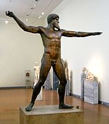 The bronze statue of Zeus or Poseidon, the Artemision Bronze in room 15