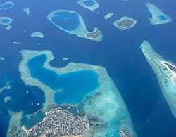 Aerial view of Guriadhoo and surrounding atolls