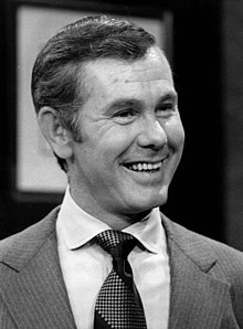 A black-and-white photograph of Johnny Carson in 1970