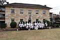 The regimental band in front of Linden House (The regimental museum)