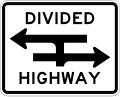 R6-3a Divided highway crossing, T-intersection