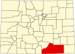 State map highlighting Las Animas County