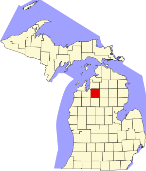 Map of Michigan highlighting Kalkaska County