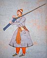 Officer of the Mughal Army, c.1585 (colour litho)