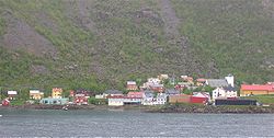 View of the village of Øksfjord