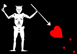 Pirate Flag of Edward "Blackbeard" Thatch, the most infamous pirate of his generation and in his later years, headquartered off the North Carolina Coast
