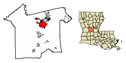 Location of Alexandria in Rapides Parish, Louisiana.