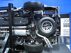 Rear underbody, showing rear suspension (and spare tire)