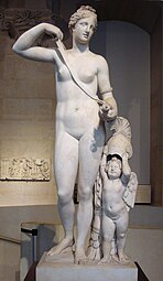 Armed Aphrodite with young Eros.