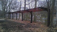Remains of the New York and Putnam Railroad's Van Cortlandt Station inside the park