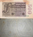 500 Mio. Mark (500.000.000 Mark) 1. September 1923 (Wert ca. 50 Mark von 1914)