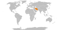 Map indicating locations of Albania and Iran