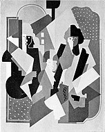 Albert Gleizes, c. 1920, Figures planes (Trois personages assis), dimensions approximately 126 x 100 cm, location unknown. Exhibited Der Sturm, Berlin, 1921 (no. 927) and reproduced in Gleizes 1927, p. 97
