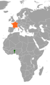 Location map for Benin and France.