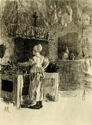 The Kitchen of the Artists' Inn, in Anseremme (no date) etching (19.05 x 13.81 cm) Los Angeles County Museum of Art
