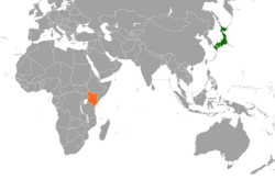 Map indicating locations of Japan and Kenya
