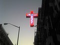 Image 27A 'Jesus Saves' neon cross sign outside of a Protestant church in New York City (from Salvation in Christianity)