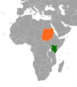 Map indicating locations of Kenya and Sudan