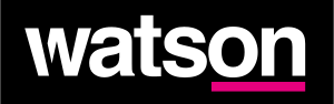 Logo von watson.ch: Wortlaut «watson» ist in weisser Farbe auf schwarzem Hintergrund. Unter den Buchstaben «on» ist ein horizontaler Strich in der Farbe Magenta.