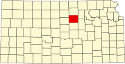 Map of Kansas highlighting Ottawa County