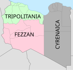Map of the allied occupation of Libya showing Tripolitania and Cyrenaica