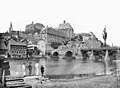 Blick vor 1900 von Weidenhausen auf Oberstadt mit Weidenhäuser Brücke (wird 2018 erneut saniert)