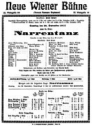 Plakat für die Wiener Premiere: Narrentanz von Leo Birinski am 28. September 1912.